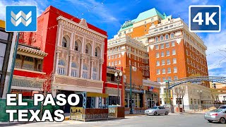 4K Downtown El Paso Texas USMexico Border City Walking Tour amp Travel Guide 🎧 Binaural City [upl. by Adien]