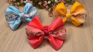 VERY BEAUTIFUL HAIR BOW FROM RIBBON WITH ELASTIC BANDS [upl. by Mcallister]