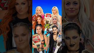 Rhea Ripley Liv Morgan Charlotte Flair VS Ronda Rousey Becky Lynch Alexa Bliss 👿 wwe [upl. by Alessandra680]