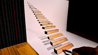 How to draw 3d stairway trick art on paper stairway to heaven [upl. by Aened]