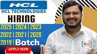 HCL Technologies Hiring 2025 2024 2023 2022 2021 2020 and 2019 Batch  HCL Off Campus Drive  IT Job [upl. by Theodoric590]