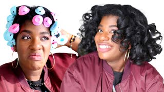 I Tried MAGIC HAIR ROLLERS to Get Bouncy Curls on my 4C Relaxed Texlaxed Hair [upl. by Bowrah]