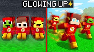 JJ Mikey and Banana Kid GROW UP as FLASH Survival Challenge in Minecraft Maizen [upl. by Coriss]