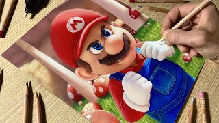 Drawing Mario The Super Mario Bros Movie • Time Lapse [upl. by Nawyt]