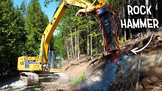 Hammering Rock With A GIANT Excavator  Building Our Road [upl. by Yklam834]