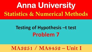 t test  problem 7 The following random samples are measurements of the heatTesting of hypothesis [upl. by Suter]