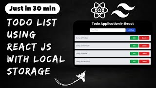 Todo List App using React with Local Storage  React JS Todo List Complete Guide [upl. by Aney]