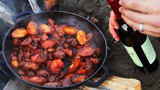 Best Lamb in Red Wine  Easy but Unique Outdoor Lamb Cooking [upl. by Florinda]