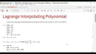 Lagrange Interpolating Polynomial in Mathematica [upl. by Onitsuj]