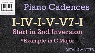 How to Play Chord Progression on Piano I IV I V V7 I Cadence Start 2nd InvExample in C VIDEO 3 [upl. by Enale577]