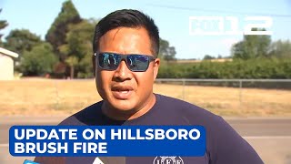 Firefighter gives update on 5alarm brush fire in SW Hillsboro [upl. by Clarkin]