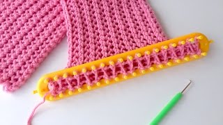 How to Loom Knit a Cowl  Scarf in a kind of Honeycomb Stitch DIY Tutorial [upl. by Placido526]