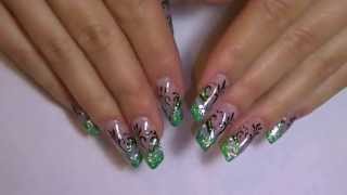 Green and silver glitter nail art video tutorial [upl. by Jaquith]