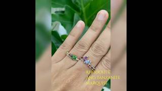 Chrome diopside tanzanite and rhodolite stacking rings handcrafted in the Philippines [upl. by Anaes]