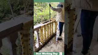 Best working day 345 Cement fence installation process [upl. by Bettye]