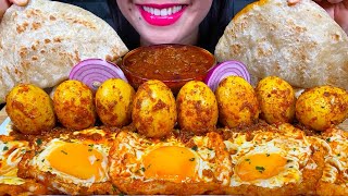 ASMR SPICY EGG CURRY ONION PARATHA MUKBANG MASSIVE Eating Sounds [upl. by Leakcim]