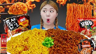 MUKBANG Spicy🔥 Fire Noodles and Japanese Yaki soba by HIU 하이유 [upl. by Allimac461]