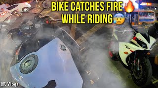 Yamaha R1 me AAG🔥 lag gayi😭 Close Call😰 CRVlogs5 [upl. by Nanam35]