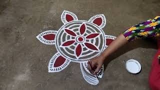 Easy rangoli alpona design for beginners  Ugadi muggulu designs  new alpona design  gudi padwa [upl. by Suhploda828]