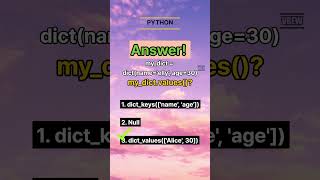 Lets learn about dictvalues function Python quiz python pythonlearning pythontutorial [upl. by Orazio]