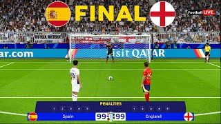 SPAIN vs ENGLAND  Penalty Shootout  Final UEFA Euro 2024  Yamal vs Bellinghem  PES Gameplay [upl. by Yrrak1]