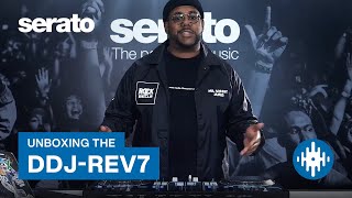 Pioneer DJ DDJREV7 Unboxing  First Look with Serato [upl. by Ainoloppa]