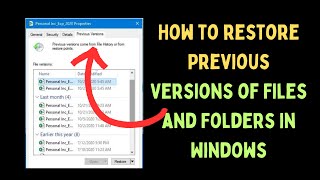 How to Restore Previous Versions of Files and Folders in Windows 11 [upl. by Aray]