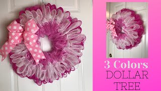 Dollar Tree 3 Colors of 6 Inch Deco Mesh Wreath Tutorial Easy amp Inexpensive [upl. by Ybrek50]