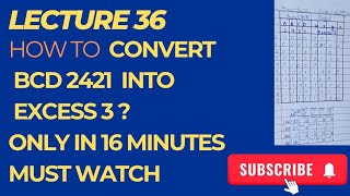 How to BCD 2421 to excess 3 code using kmap Lecture 36 For DLD and AICT [upl. by Eekorehc]