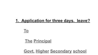 Higher secondary school Application for three days leaveशॉर्ट्स Application English [upl. by Ivad695]