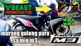 Murang Gulong para Yamaha Mio M3  BEAST TIRE FLASH 808014 and 908014  SAYAD BA SA FENDER [upl. by Gnov310]