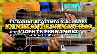 Tutorial  Un millón de primaveras  Vicente Fernandez  Requinto  Acordes  TABS [upl. by Retsevlis]