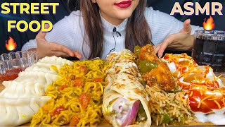 Eating Momos  Masala Maggi  Paneer kathi roll  Fried Rice with chilli paneer  Dahi golgappe ASMR [upl. by Mallon947]