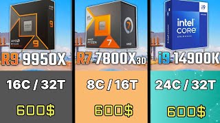 R9 9950X VS 7900x3d vs 7800x3d VS R7 9700X VS i9 14900K VS R9 7950X RYZEN 9000 series ZEN 5 [upl. by Sheppard]