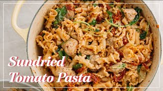 Sundried Tomato Pasta with Sausage  Easy pasta recipe [upl. by Hctud]