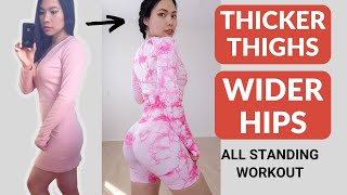 GROW THICKER THIGHS CURVIER HIPS Activate amp wake up your glutes STANDING WORKOUT  Hana Milly [upl. by Ateval]