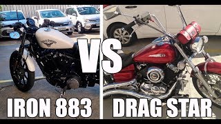 IRON 883 vs DRAG STAR 650 PRÓS E CONTRAS [upl. by Aedrahs]