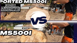 309 machine Ported STIHL MS500i VS Stock 309machine [upl. by Dian]