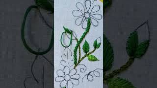 Easy Hand embroidery leaf stitch  Leaf embroidery designs for beginners  basic stitch shorts [upl. by Hgielrebma]