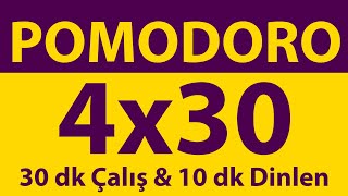 Pomodoro Tekniği  4 x 30 Dakika  30 dk Çalış amp 10 dk Dinlen  Pomodoro Sayacı  Alarmlı  Müziksiz [upl. by Biegel576]