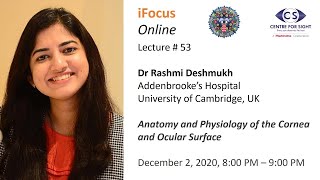 iFocus Online Session 53 Anatomy amp Physiology of the Cornea amp Ocular Surface  Dr Rashmi Deshmukh [upl. by Annauqahs]