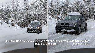 What is the Traction Difference between WetHeavy Snow amp Powder Snow on A 20 Slope  BMW’s xDrive [upl. by Shafer]