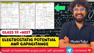 Electrostatic potential and capacitance Ayudh sir handwritten Puppy points pw neet [upl. by Onibas]