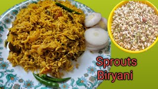 Mixed sprouts Biryani recipe in TeluguVeg biryaniHealthy sprouts recipe [upl. by Nyrok]