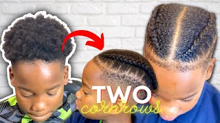 How to cornrow two braids on short hair🔥😱🔥✨dutch braidman bun✨ [upl. by Aaberg]