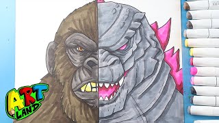 How to Draw Godzilla x Kong Face Off [upl. by Nahtannhoj833]