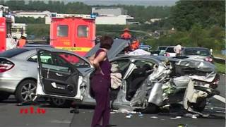 20110910 Massenunfall auf der Autobahn 1 bei Lüttringhausen [upl. by Ahtelra]