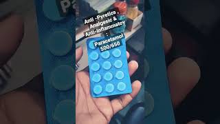 Paracetamol Tablet  AntiPyretics 🥶  Analgesic 💆‍♂️ amp Antiinflammatory paracetamol shorts [upl. by Mert]