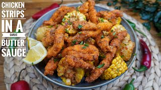 FULL RECIPE CHICKEN STRIPS IN A CAJUN GARLIC BUTTER SAUCE [upl. by Inalak645]