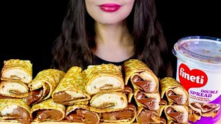 ASMR CHOCOLATE CREPE ROLLS MUKBANG EATING SOUNDS [upl. by Nolak820]